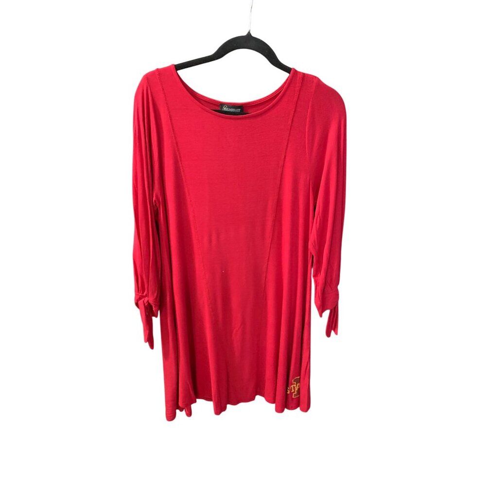 New Game Day Couture Womens Medium Red Iowa State Shirt Dress Soft Tshirt 3/4 sl